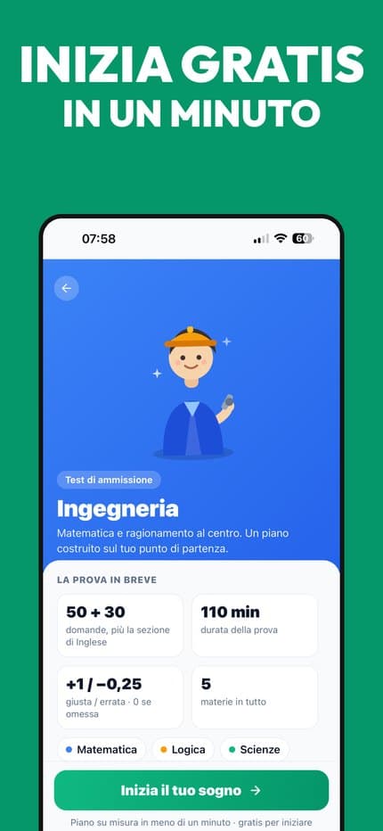 La schermata di avvio gratuito dell'app