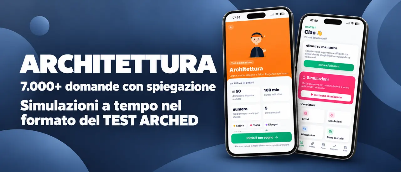 Architettura: 7.000+ domande con spiegazione, simulazioni a tempo nel formato del TEST ARCHED