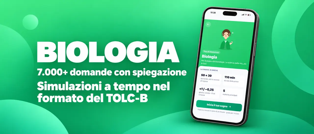 Biologia: 7.000+ domande con spiegazione, simulazioni a tempo nel formato del TOLC-B