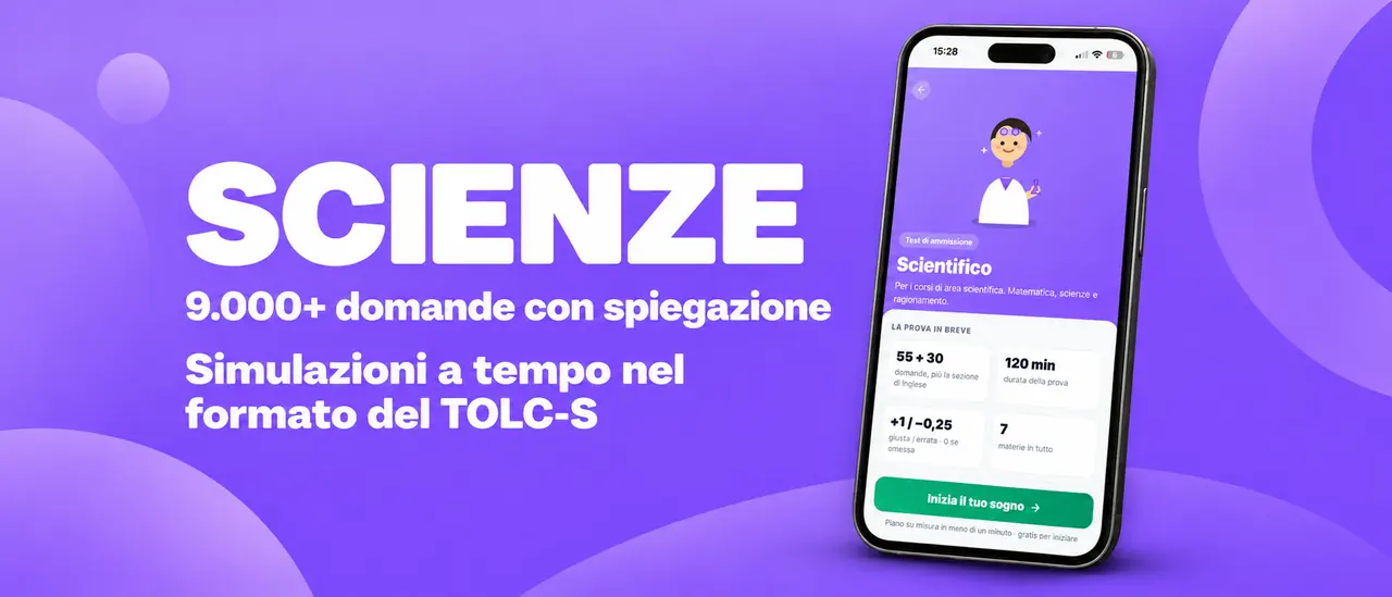 Scienze: 9.000+ domande con spiegazione, simulazioni a tempo nel formato del TOLC-S